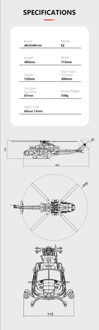 Goosky E2 UH-1Y Venom BNF 500 Size High-Performance Electric RC Helicopter 1/37 Scale | India
