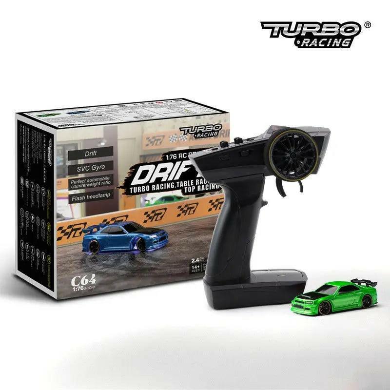 Turbo Racing C64 Desktop Drift Car(With Gyro) 1:76 RTR (Blue/Green) | India.