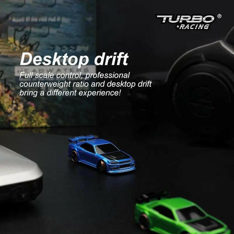 Turbo Racing C64 Desktop Drift Car(With Gyro) 1:76 RTR (Blue/Green) | India.