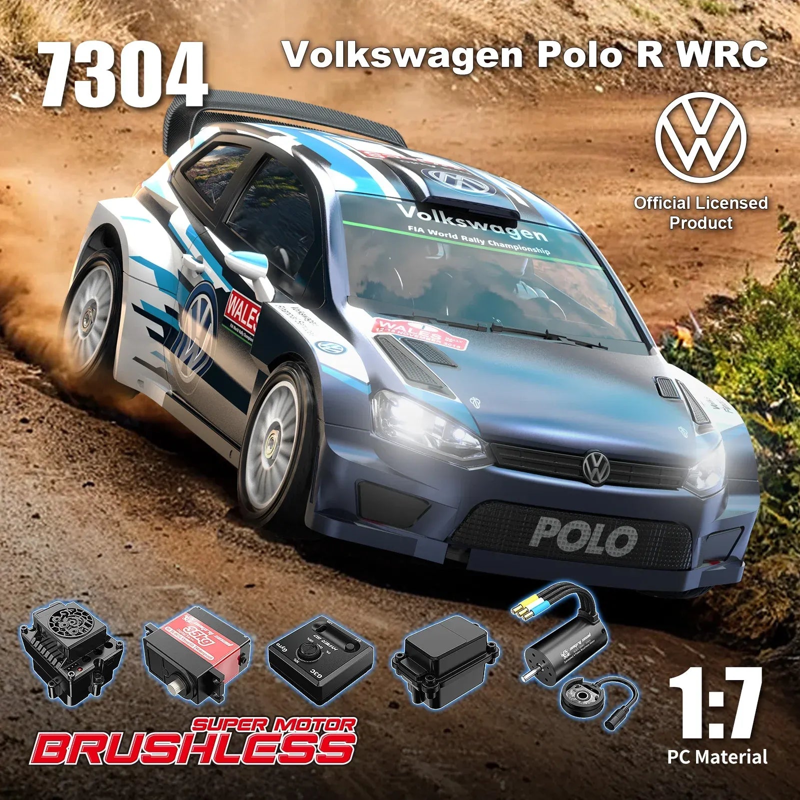 MJX Hyper Go 7304 RC Car 1/7 Volkswagen Polo R WRC RC Rally Car 4S Brushless 60km/H Official Licensed | India