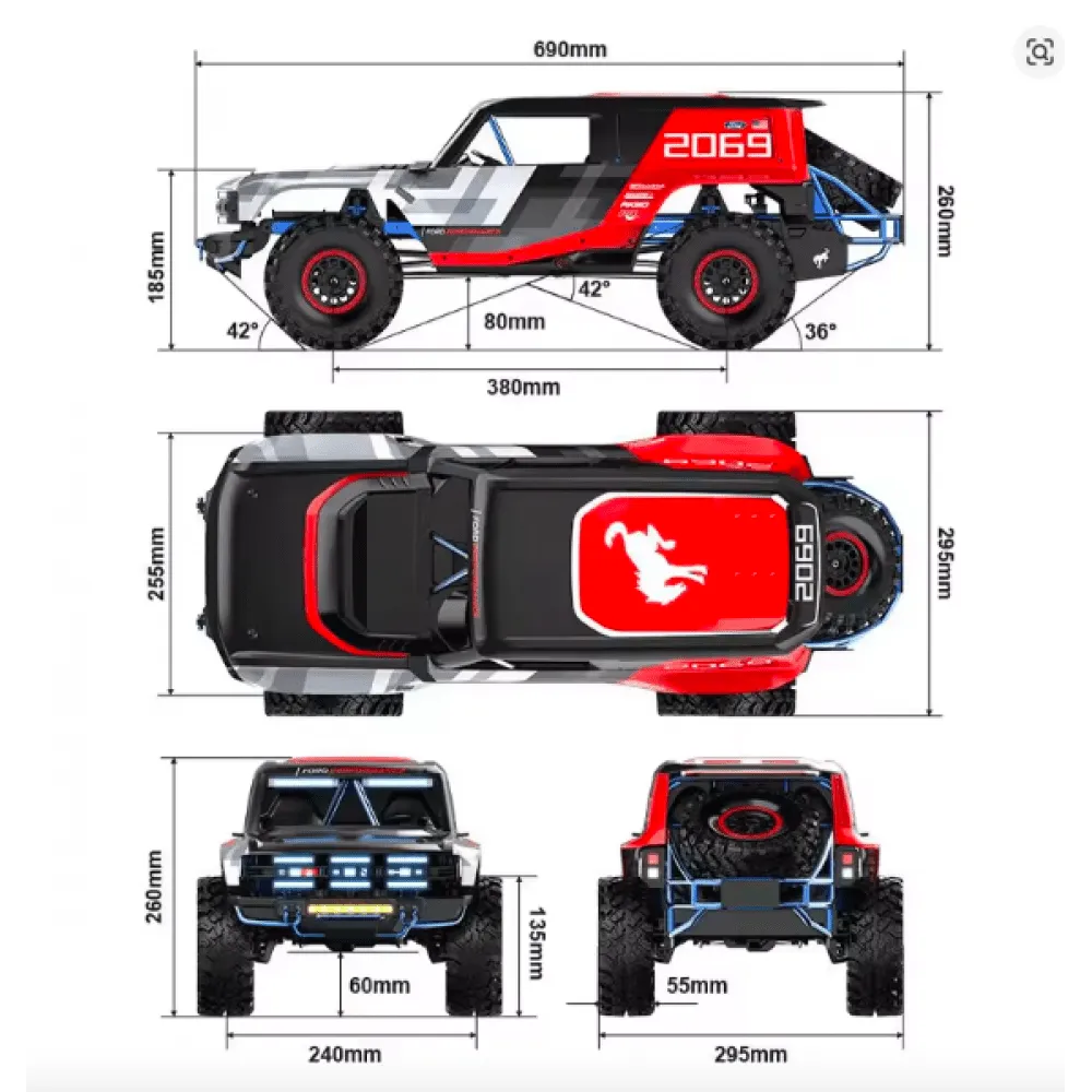 MJX Hypergo 1:8 brushless H8P Remote Control Ford Bronco Baja 1000 4WD off-road Car | India