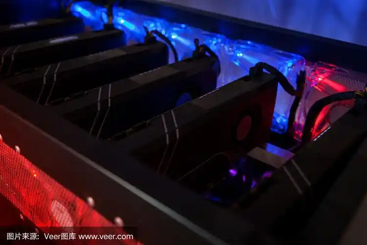 A close-up view of a mining rig